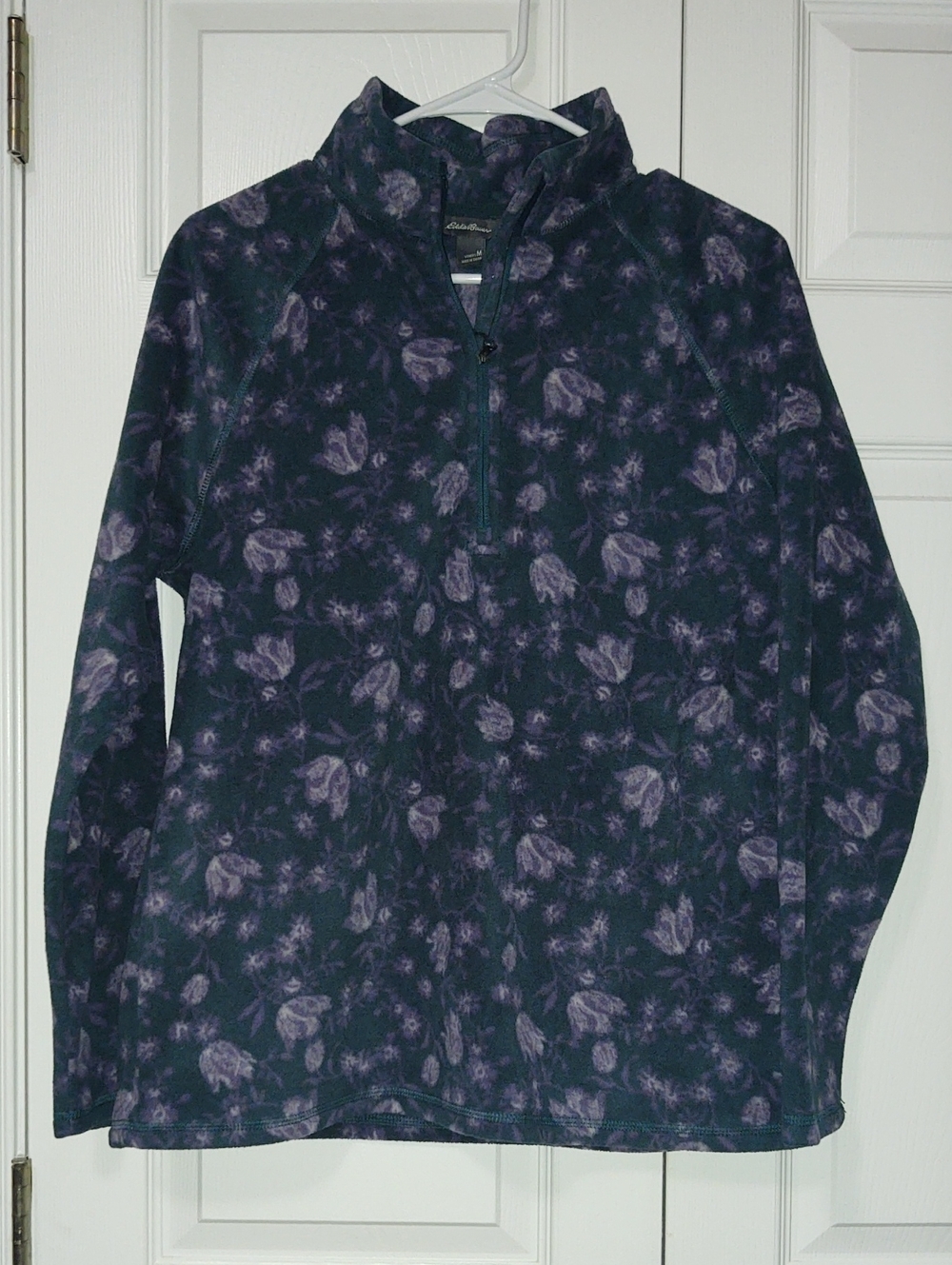 Eddie Bauer Dark Teal and Purple Floral Half-Zip  Fleece